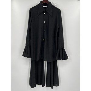 Sleeper Women's Saturn Lounge Suit with Leggings in Black Metallic Ruffle sz S